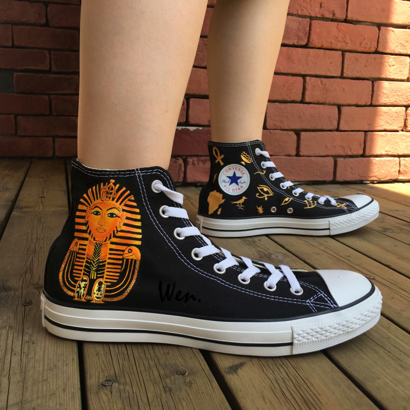 Egyptian Theme Africa King Queen Design Converse All Star Hand Painted Shoes Fashion