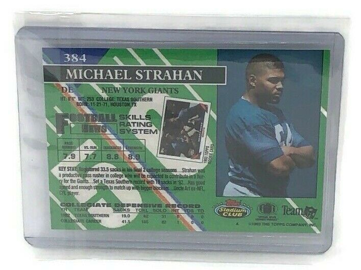 Lot Of 3 Michael Strahan Rookie Cards 1 Topps Stadium Club 2 Classic Rc Giants Football Cards 