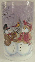 Yankee Candle Clear Crackle Large Jar Holder SNOW COUPLE painted Decal C... - $70.08