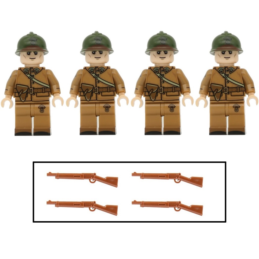 4pcs WW2 French Infantry Soldiers Minifigures Set Weapons and ...