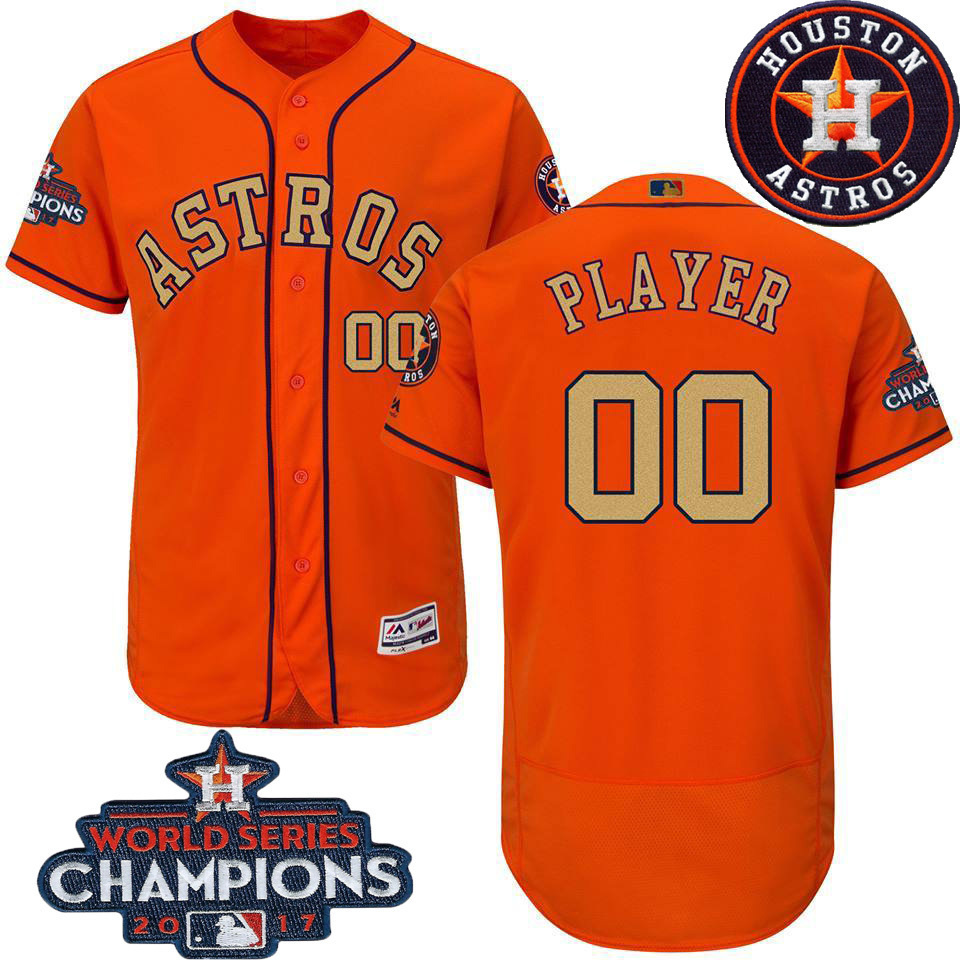 Custom Your Own Stitched Jersey Houston Astros Champions Gold Flexbase Orange Fan Apparel