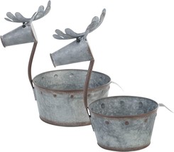Napco Galvanized Silvertone Deer 12.25 X 8.25 Metal Decorative Planter, ... - $42.95