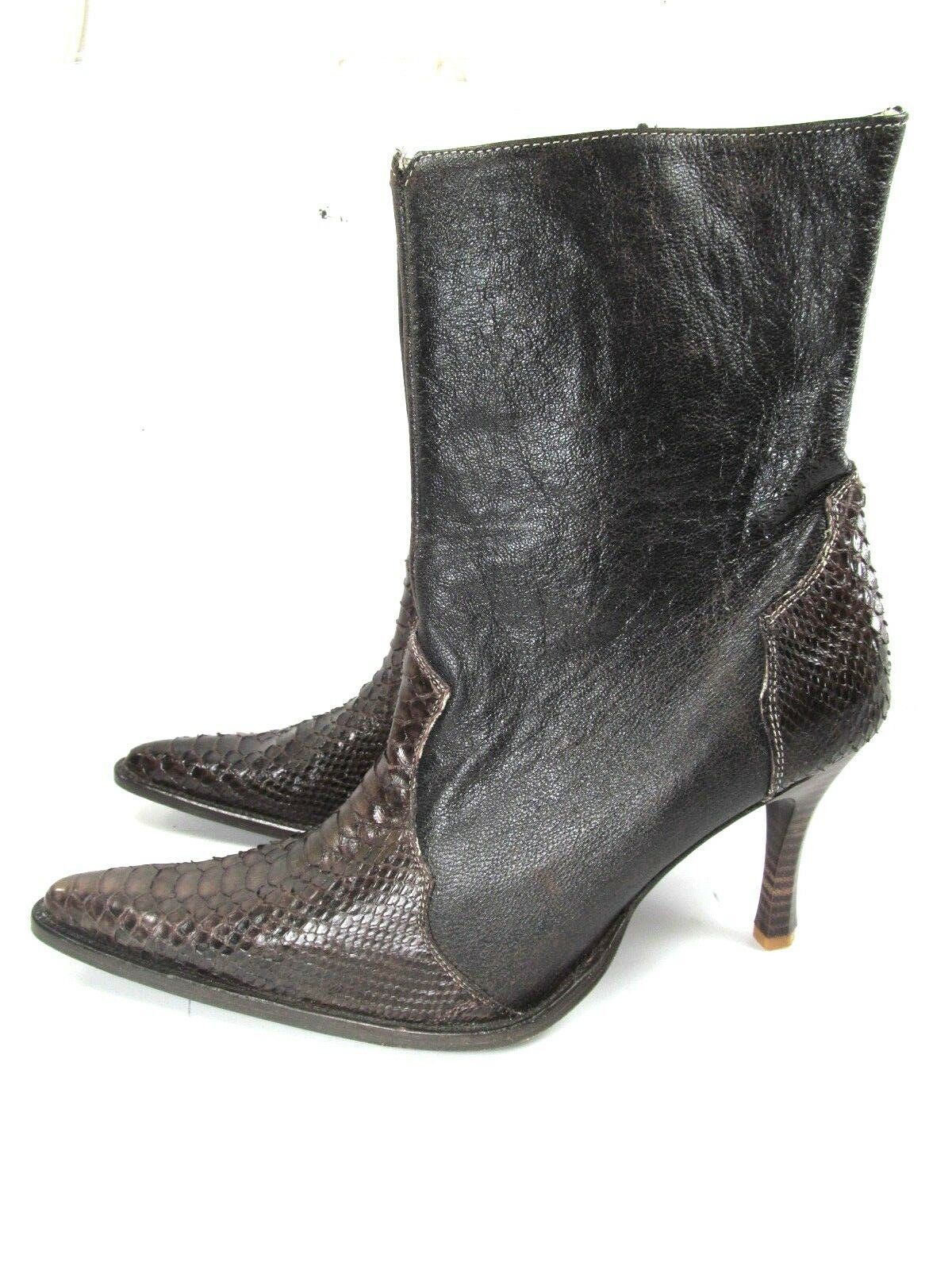 snake skin pointed toe boots