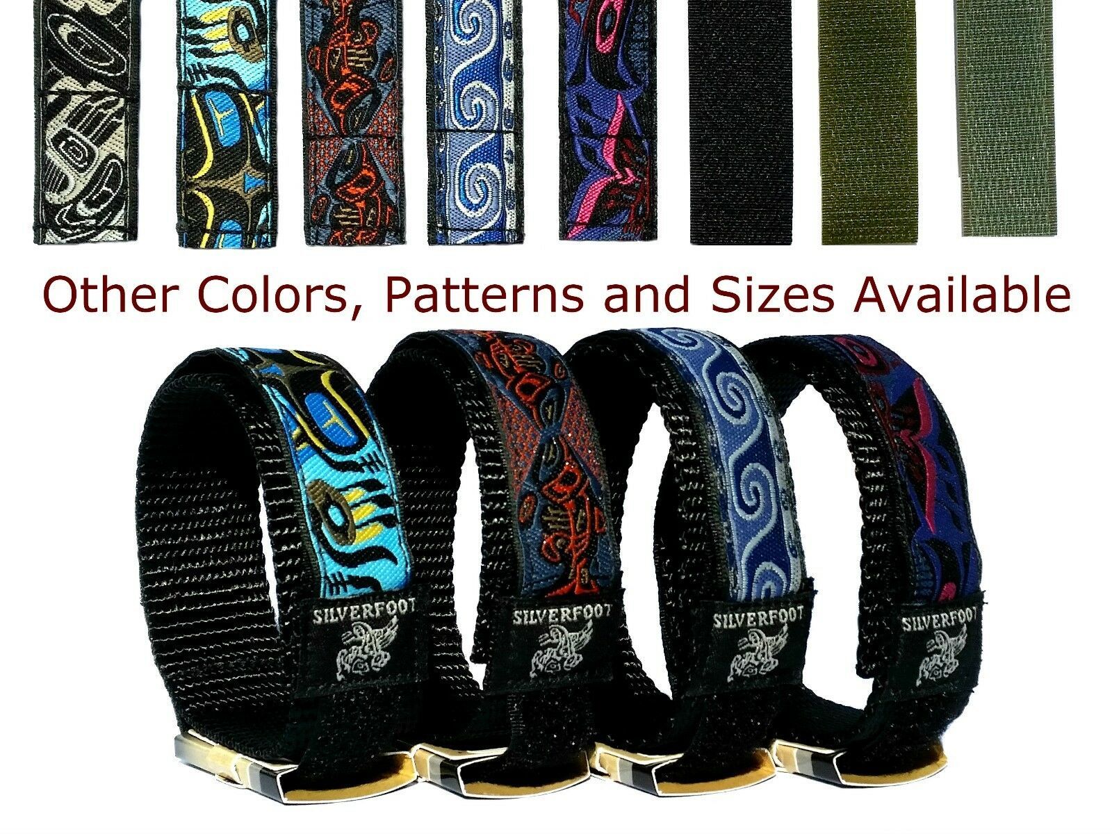 Silverfoot Wide Replacement Watch Band Nylon WrapAround Strap Black 19