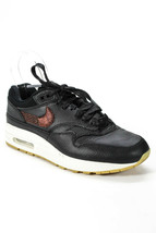 Nike womens Leather Low Top Lace Up Air Max 1 Sneakers Black Bronze Shoes size 7 - $89.00