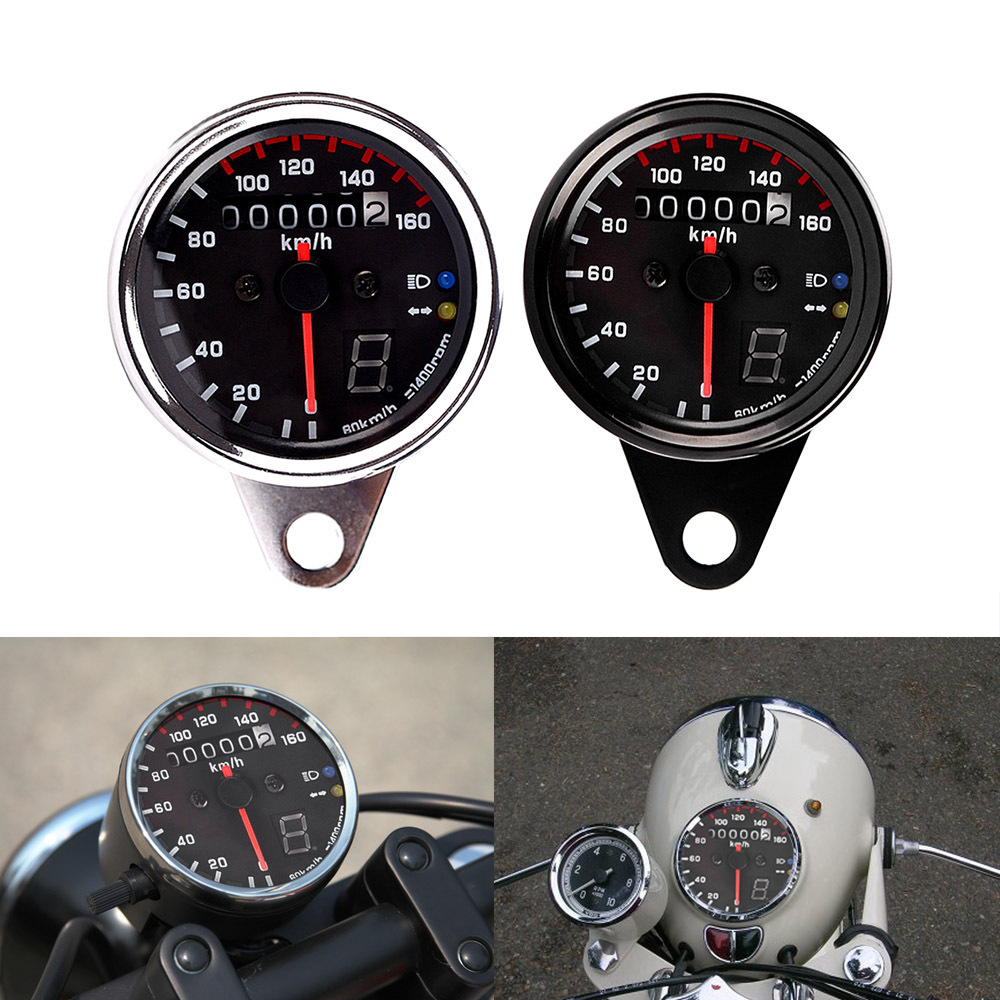 12V Motorcycle Speedometer Tachometer Gauge w/ LED Backlight Universal