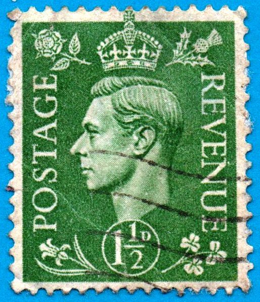 1 1/2d King George VI Green 1951 Scott #282 Used Definitive Stamp - Stamps