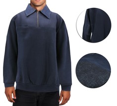 Men's Half Zip-Up Collared Sweatshirt Warm Lightweight Pullover Sweater