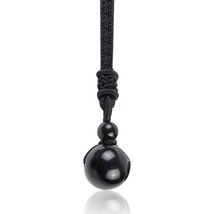 YGS Retro Weaving Necklace Obsidian Stone Lucky Pendant Jewelry - 1 Random image 1