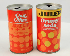 Pair Vintage Straight Steel Orange Soda Cans Shur Fine / Julep VG Cond. - $19.79
