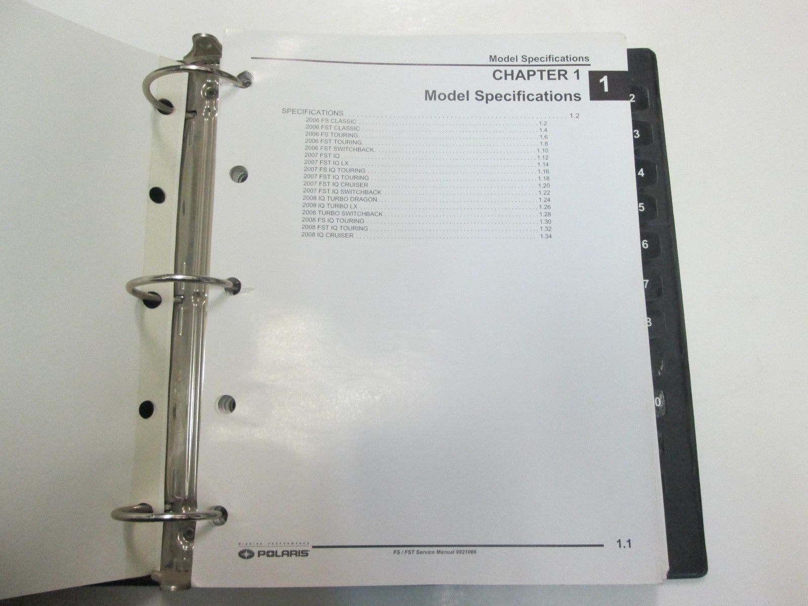 2006 2008 Polaris FS FST IQ Snowmobile Service Repair Manual FACTORY OEM  BINDER
