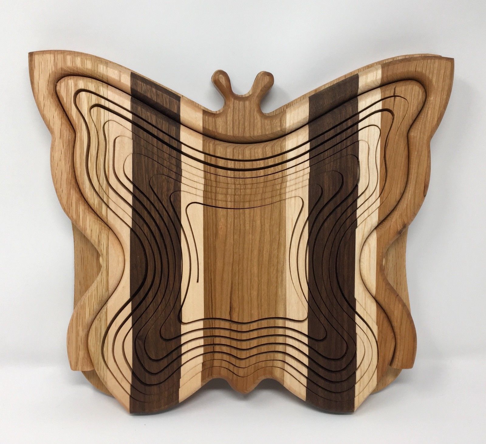 Amish Folding Collapsible Basket / Trivet Butterfly Multi Woods