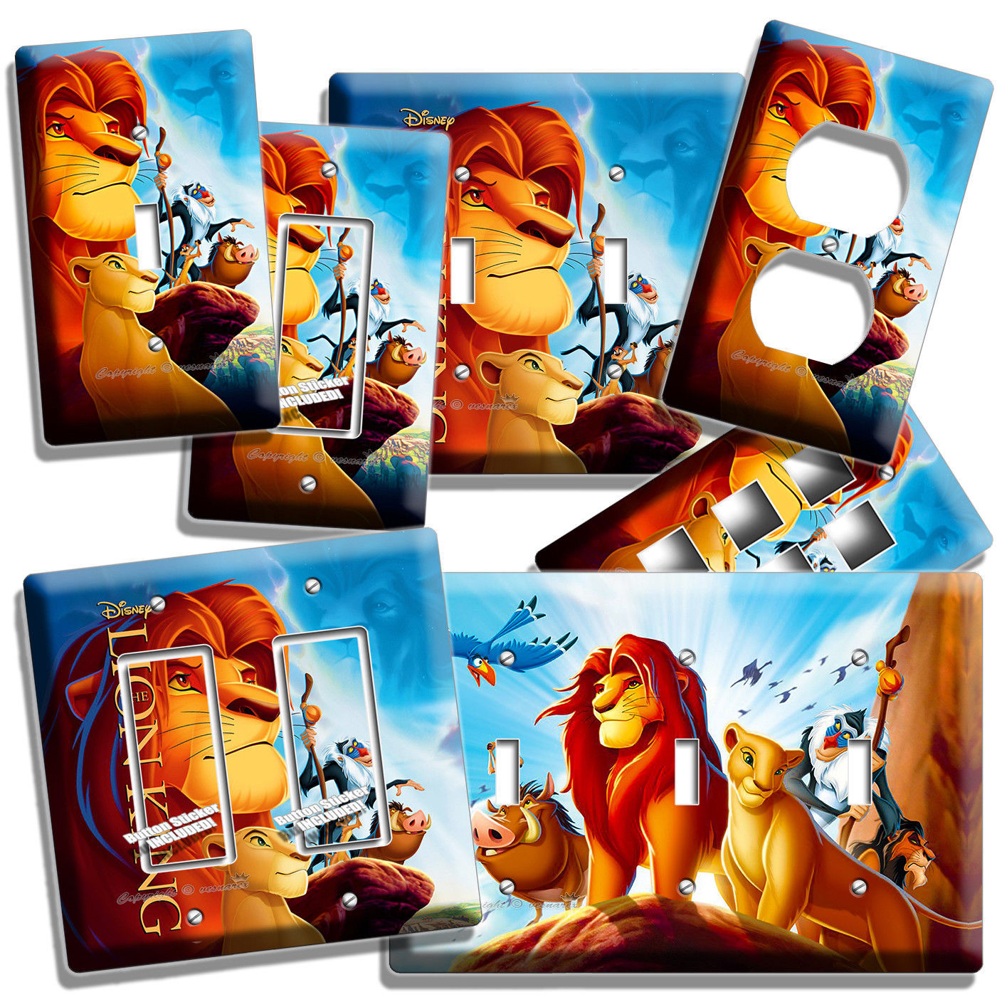 LION KING SIMBA NALA TIMON AND PUMBA DISNEY LIGHT SWITCH OUTLET WALL PLATE COVER
