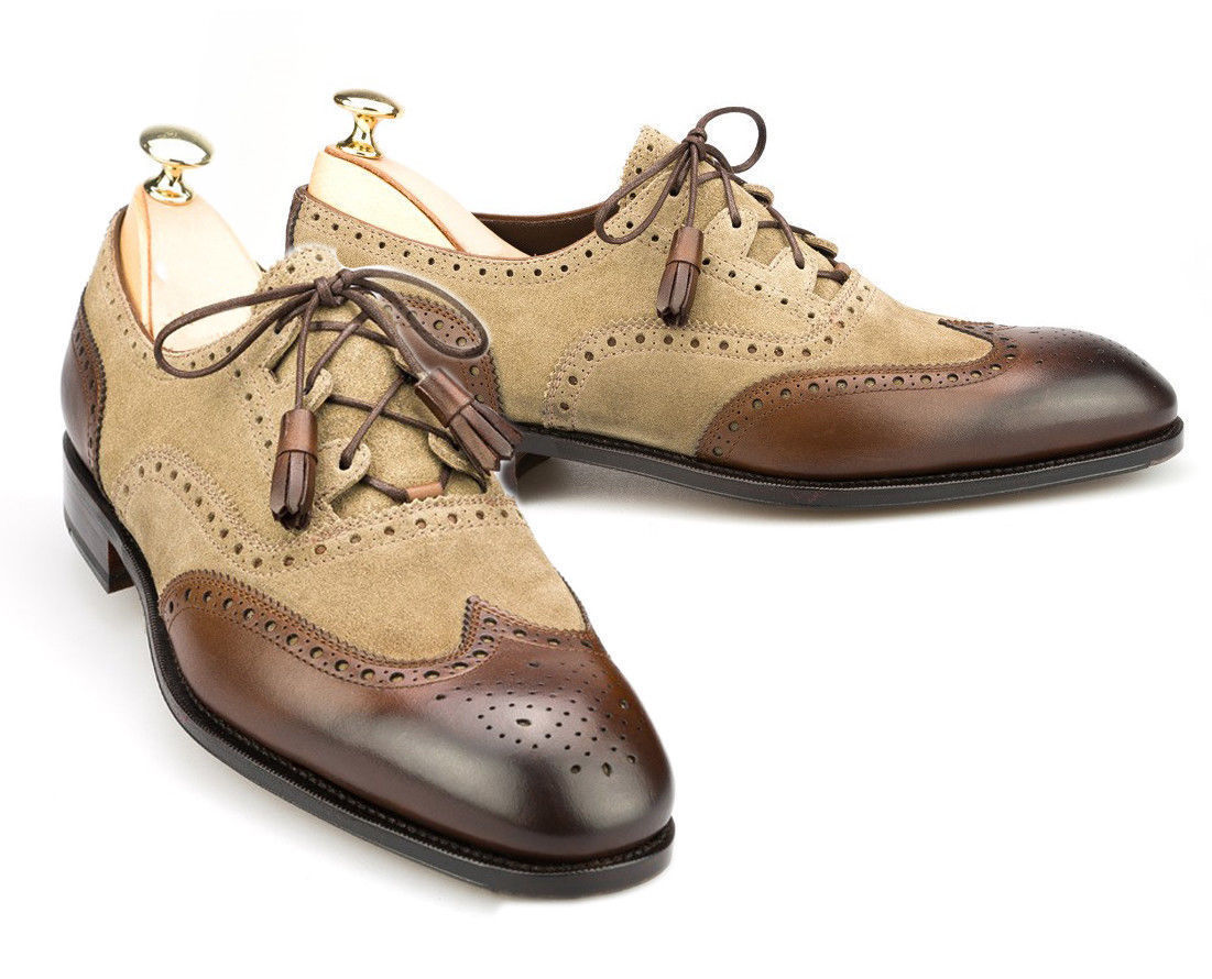 NEW Handmade Men Two tone Shoes, Men wing tip Formal Shoes Men dress ...