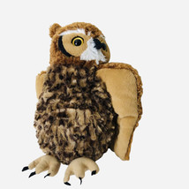 Wild Republic Great Horned Owl Plush Stuffed Animal Brown Realistic 12" Clean - $14.00
