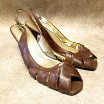 Naturalizer Womens Reunion 18695201 Size 10 Brown  Leather Slingback Pee... - $25.99