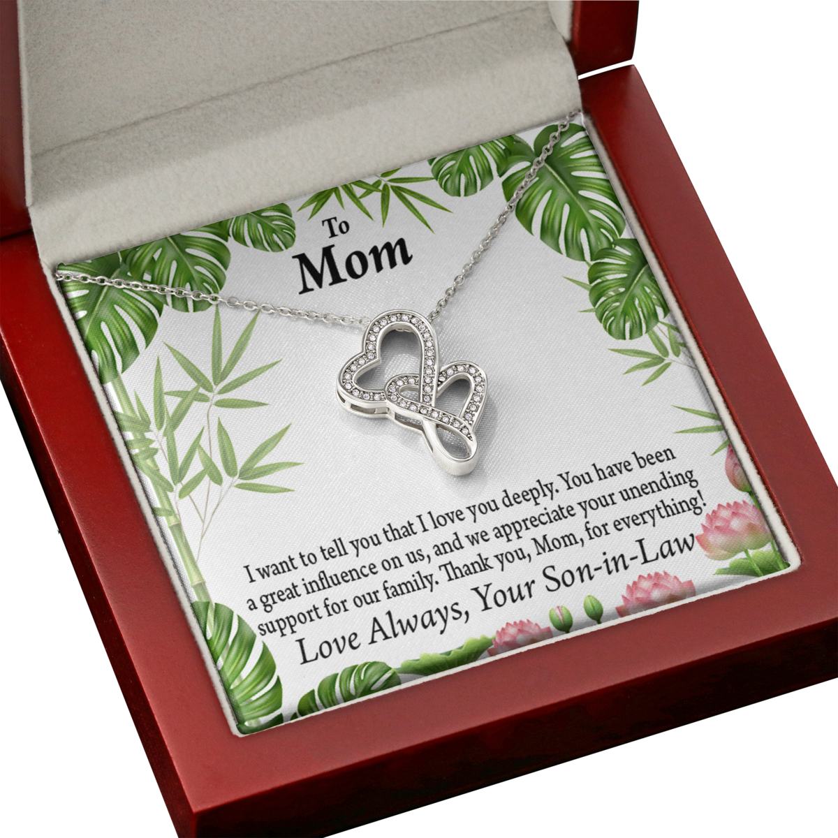 For mother-in-law's - in-law love you deeply double hearts necklace message