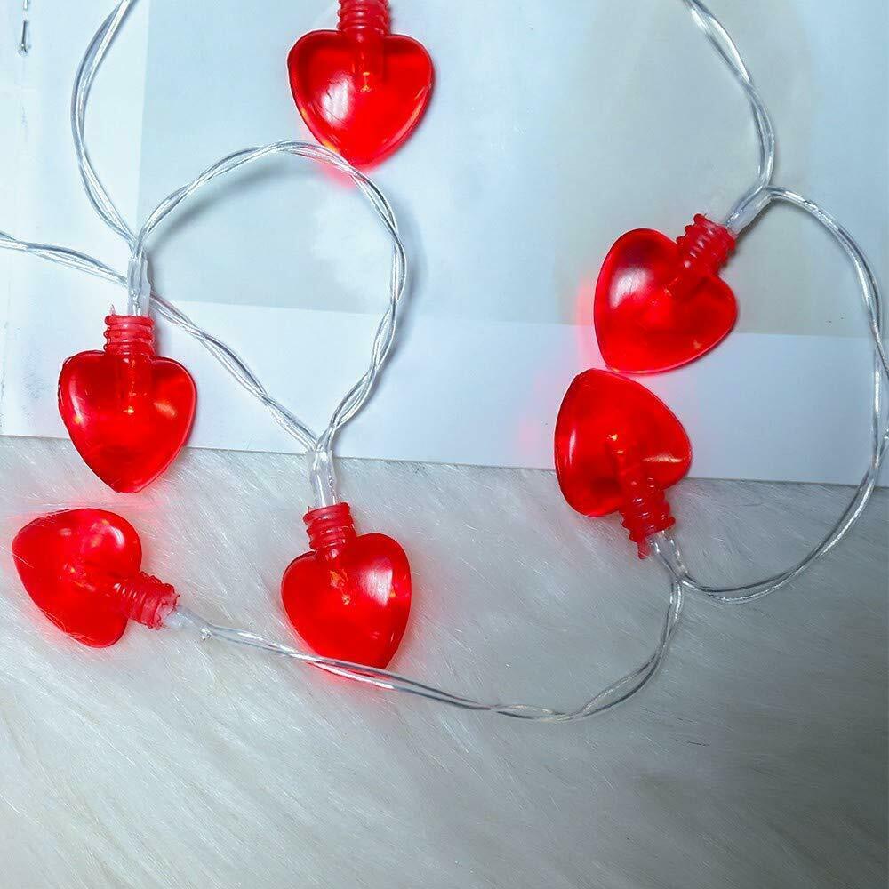 Valentines Decorations 14.5ft 40LED Valentine Red Heart Shaped String ...