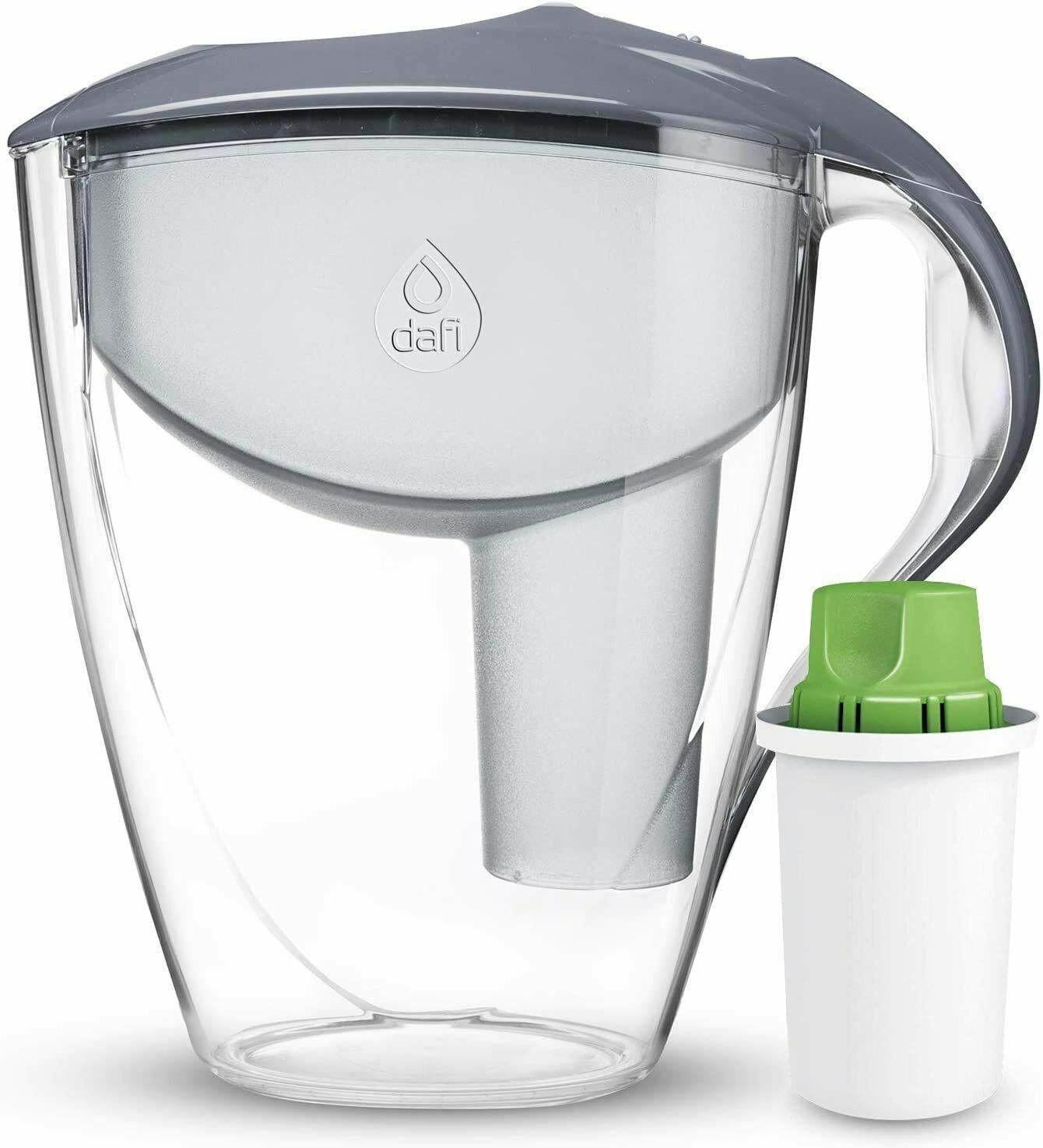 Dafi Astra LED Filtering Water Pitcher Gray 12 Cups + Alkaline Filter BPA-Free