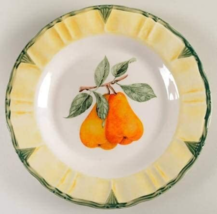 Tuscany GIBSON DESIGNS Yellow Rim Fruit Design Green Trim pear Salad Plate - $25.99