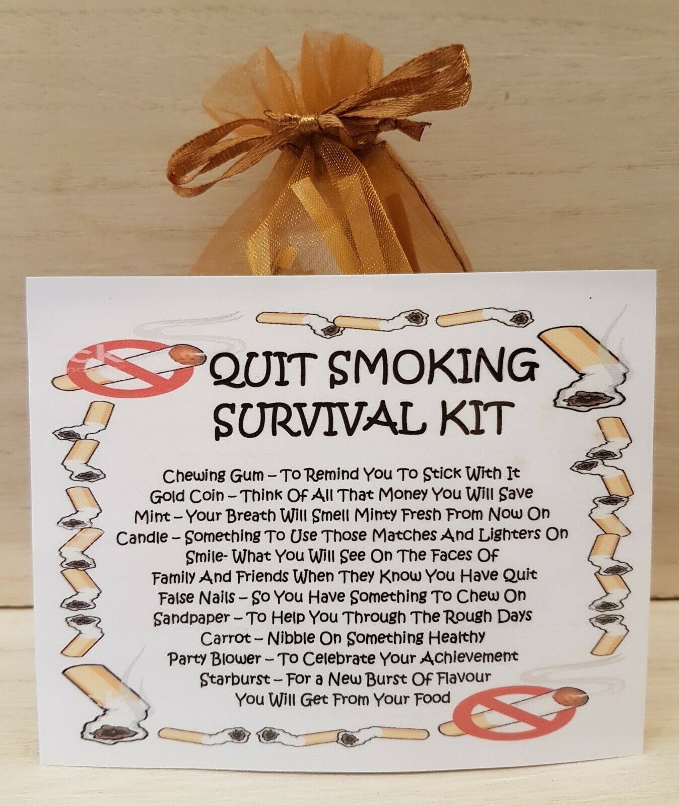 Quit Smoking Survival Kit A Unique Fun Novelty Gift & Keepsake