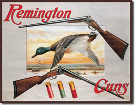 Remington 2 Shotguns and Duck Bullets Guns and Ammo Hunting Metal Sign - $20.95
