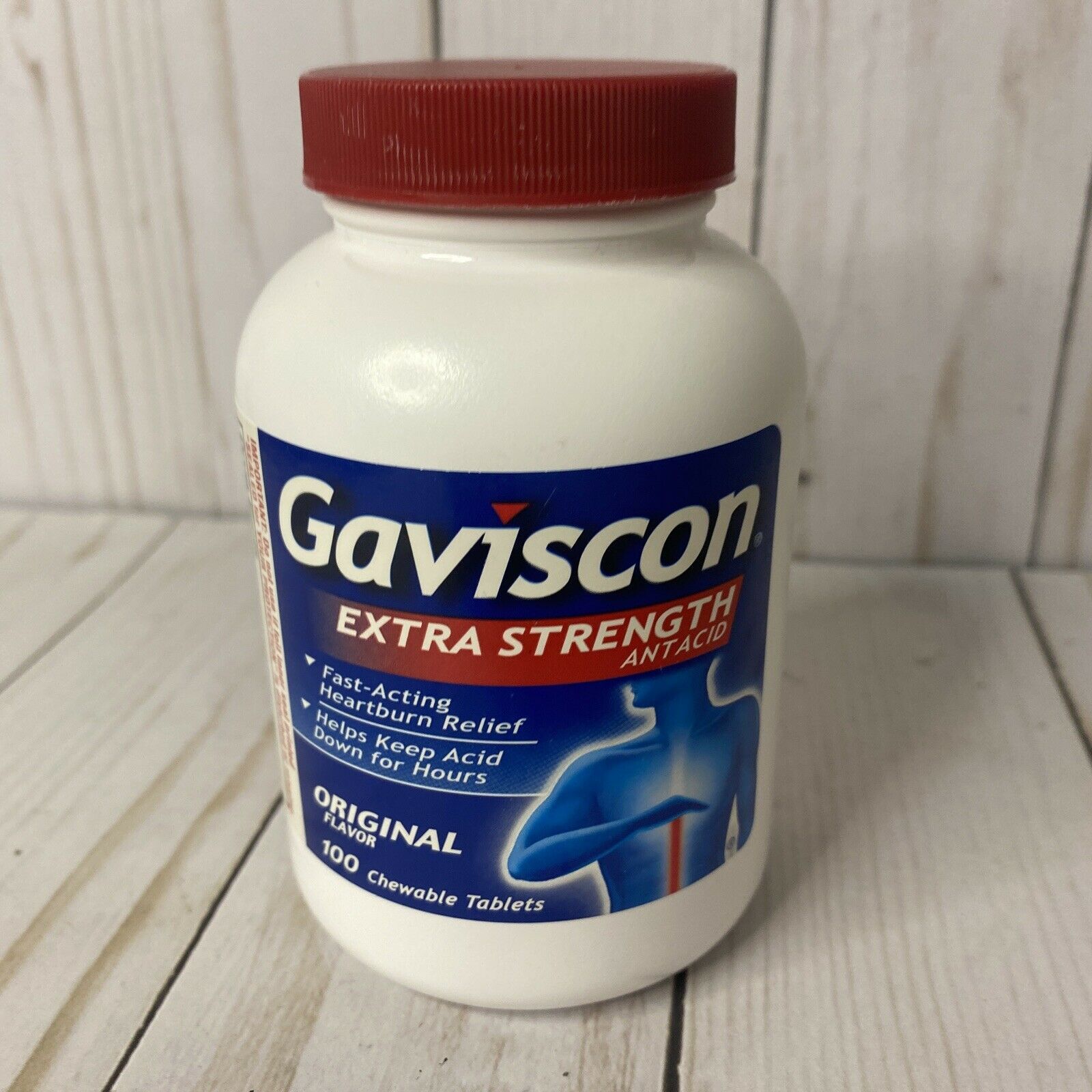 Gaviscon Extra Strength Antacid Original Flavor 100 Chewable Tablets 3/