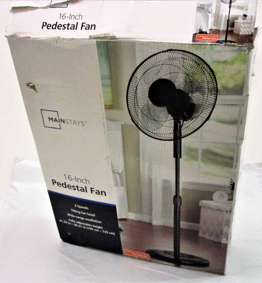 Mainstays 16" 3Speed Oscillating Pedestal Fan Black FS408MB