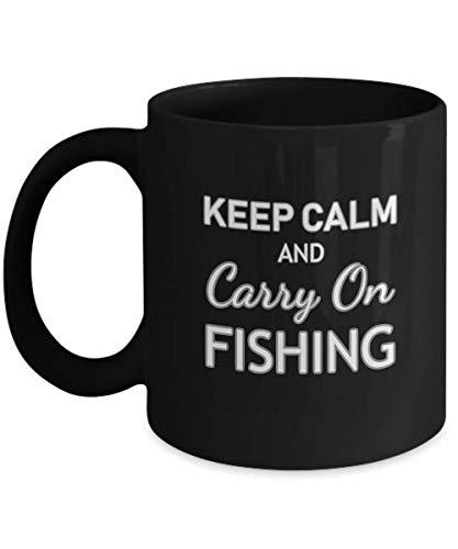 INTOMYZ - Fishing Mug for Dad Keep Calm Carry On Black Coffee Cup Daddy from Dau
