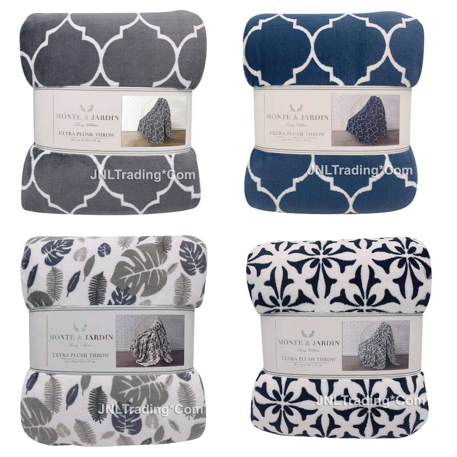 NEW MONTE & JARDIN Luxury Collection Ultra Plush Throw Soft Warm Modern