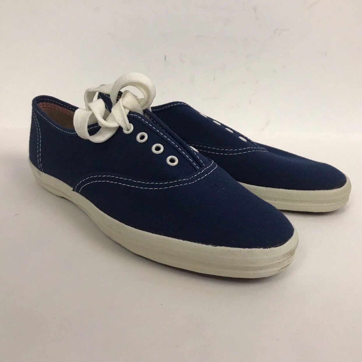 1980s Keds Tennis Shoes / Unworn Navy Blue Canvas Cotton Oxford Shoes 6 ...