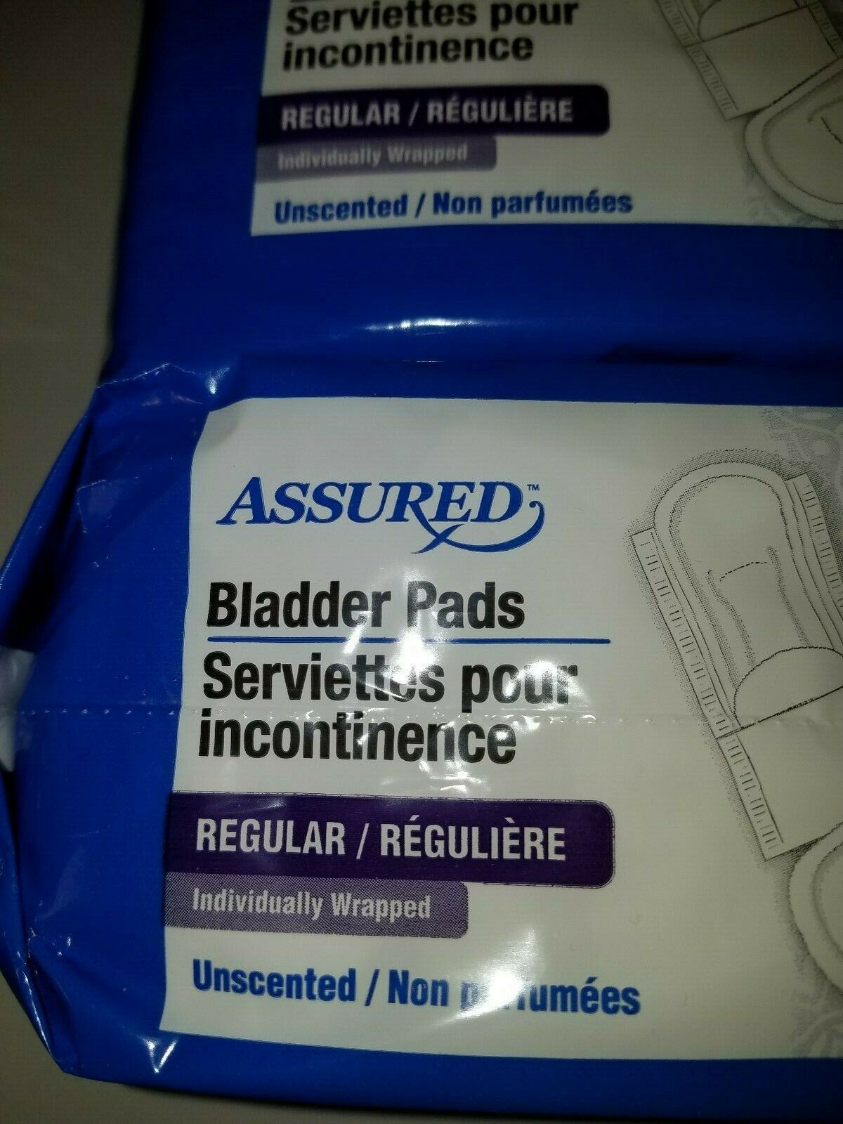 Assured Bladder pads Regular size, Unscented 10 count per pkg. lot of 2
