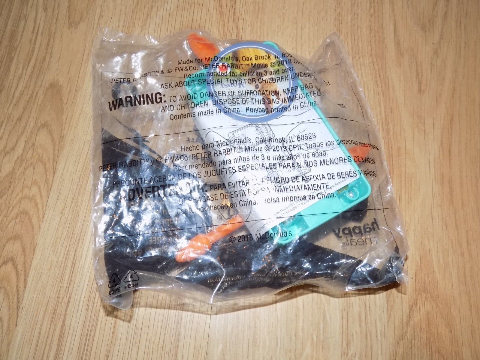 Peter Rabbit Foosball Game Kids Meal Toy NIP #4 McDonald's Peter Rabbit Movie 
