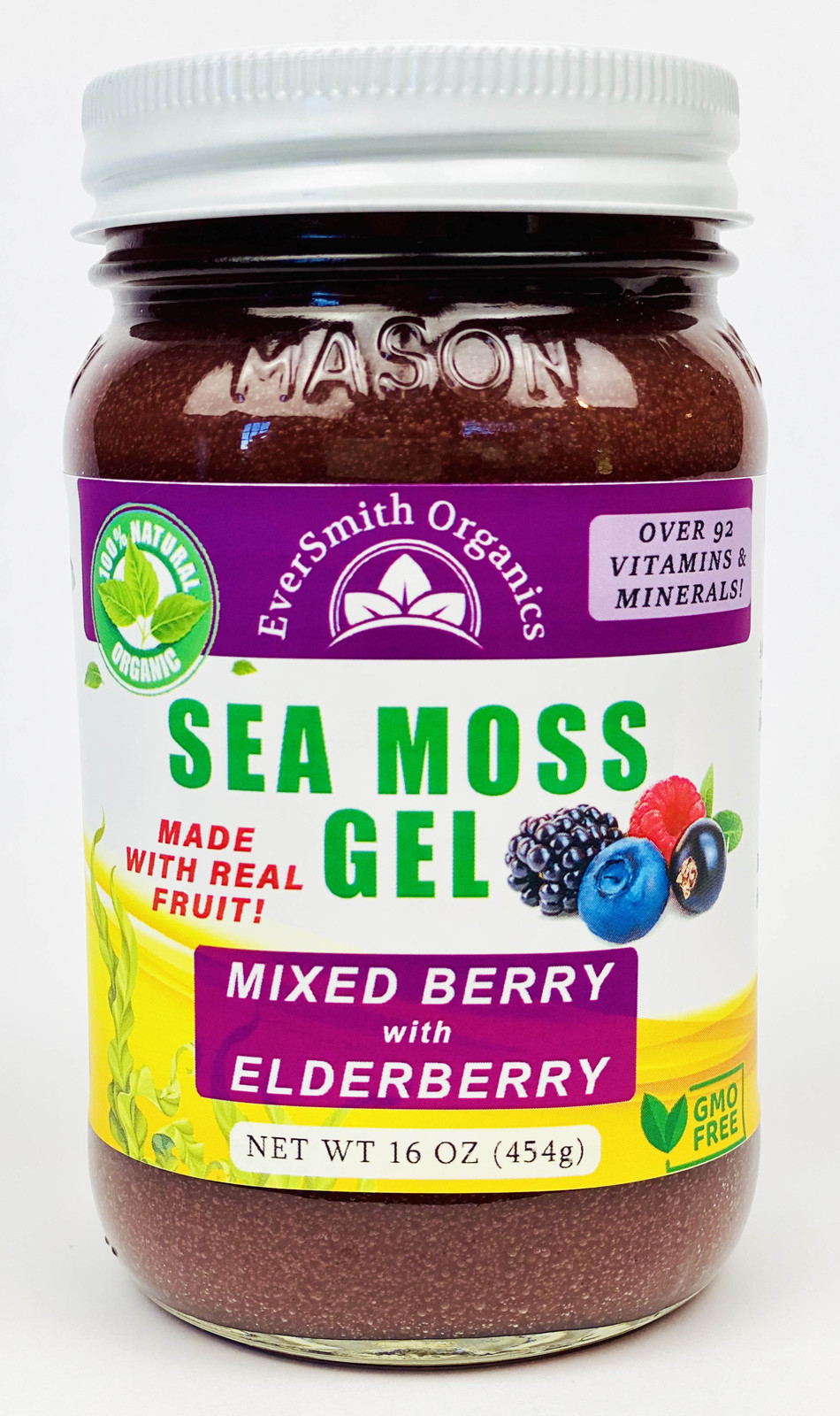 Organic Sea Moss Gel (16 OZ) Berry Mix - Elderberry, Wildcrafted Sea ...