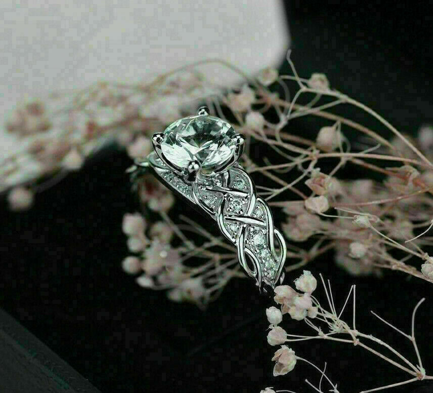 2.25Ct Round Cut White Diamond 925 Sterling Silver Designer Engagement Ring