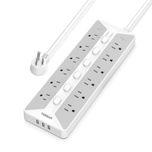 Power Strip With Usb, Individual Switches, 12 Outlets And 3 Usb Ports, Long Exte - $51.99