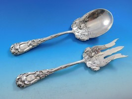New Art by Durgin Sterling Silver Salad Serving Set with Irises 9 1/2" Vintage - $2,483.91