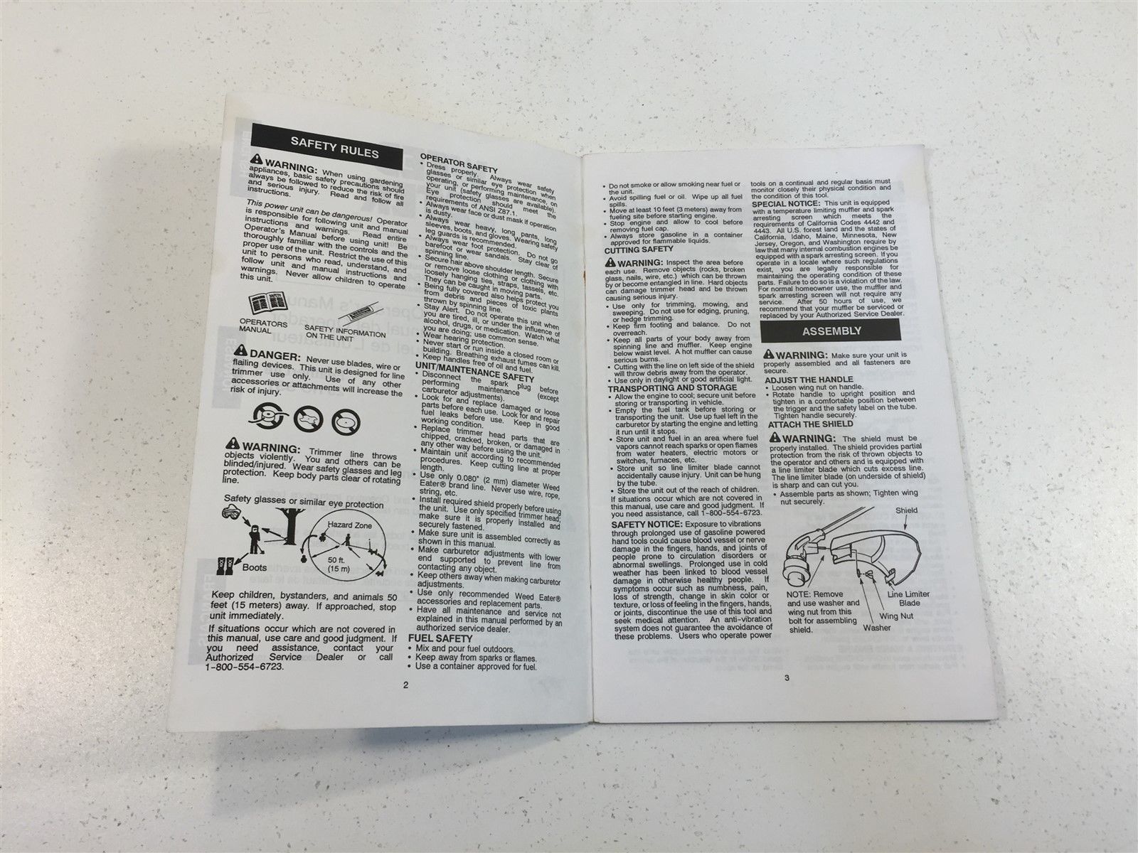 Weed Eater FeatherLite 25 HO SST Operator's Manual Books & Magazines