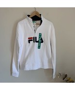 FILA Women&#39;s Large Logo Quarter Zip Pullover Sweatshirt Sporty White SIZ... - $21.78