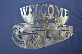 WELCOME SIGN FORD / CHEVY PICK UP TRUCK METAL WALL ART DECOR 24" X 19" USA MADE