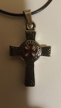 Knights Templar Double Side Cross on Black Necklace  image 1