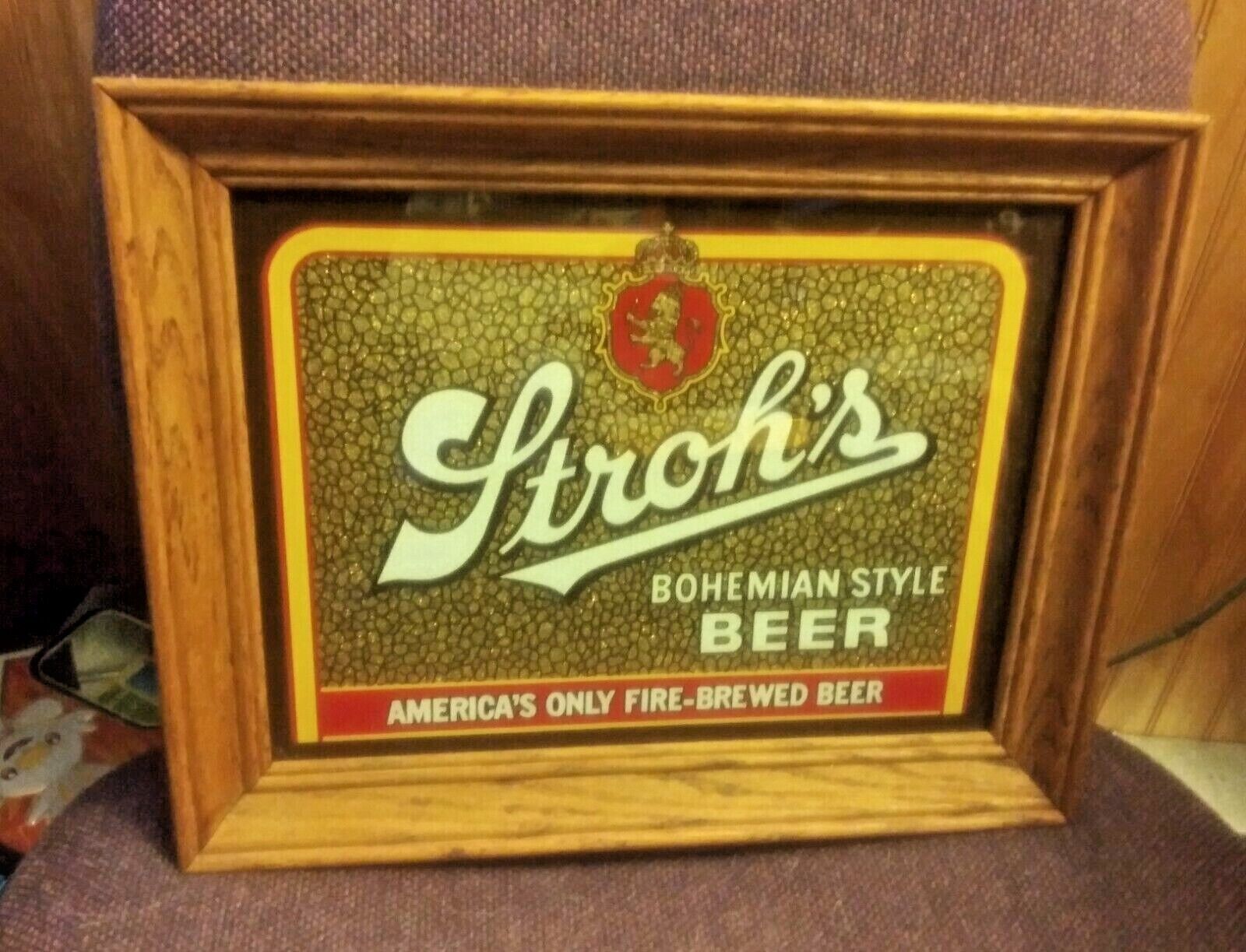 STROH'S BOHEMAIN STYLE BEER MIRROR - AMERICA'S ONLY FIRE-BREWED BEER ...