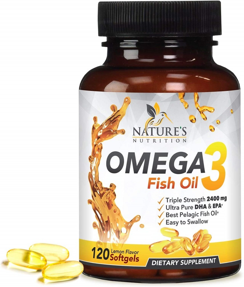 Omega 3 Fish Oil Concentrated Triple Strength 2400mg - EPA & DHA Fatty Acids
