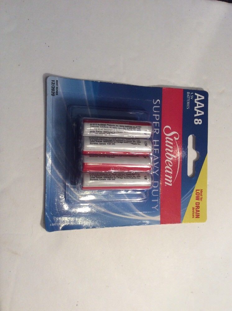 Sunbeam AAA8 Batteries, Brand New, Best Used By 12/20 Single Use Batteries