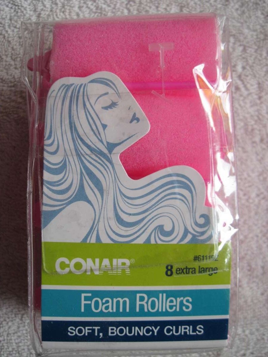 8 Conair Extra Large Foam Rollers Soft Bouncy Curls Hair Curlers Roll Curl Damp