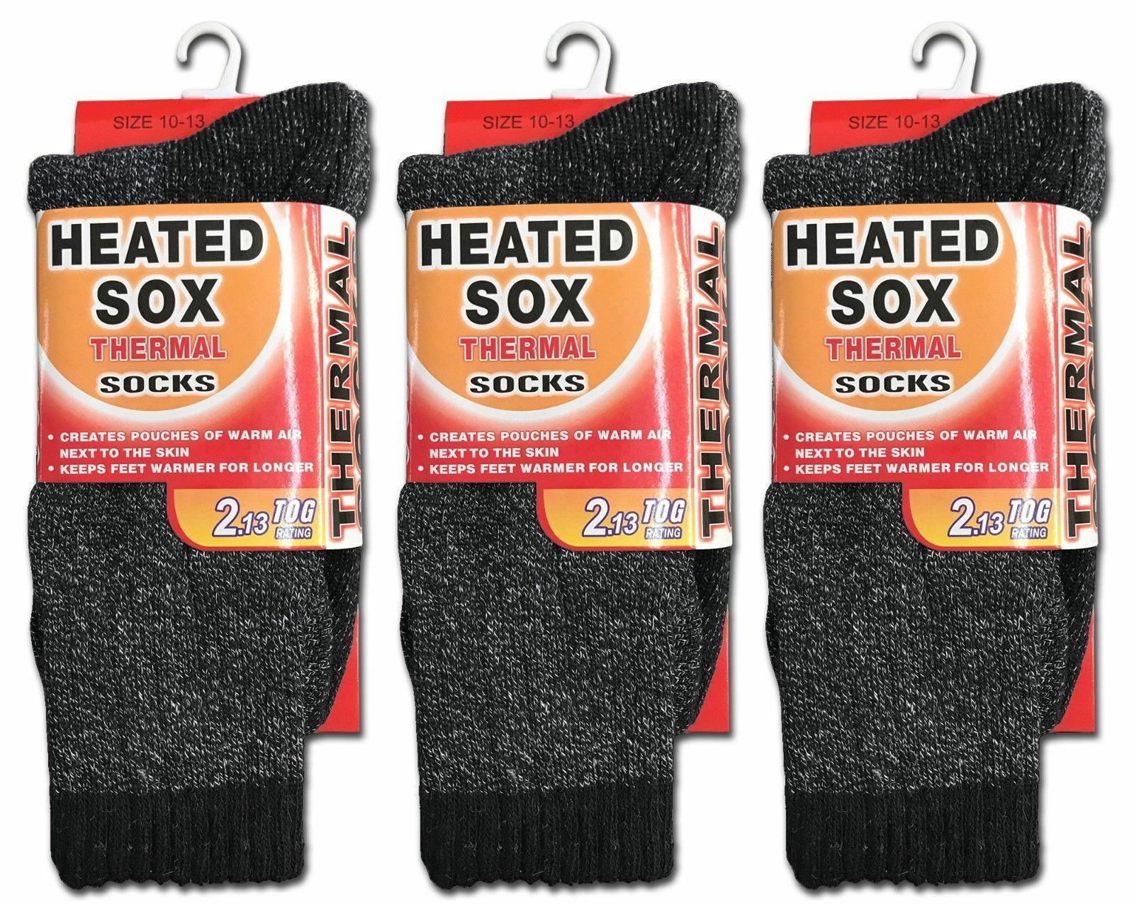 3 Pairs Men's Thermal Socks Heated Durable Sox Insulated Winter Value Pack