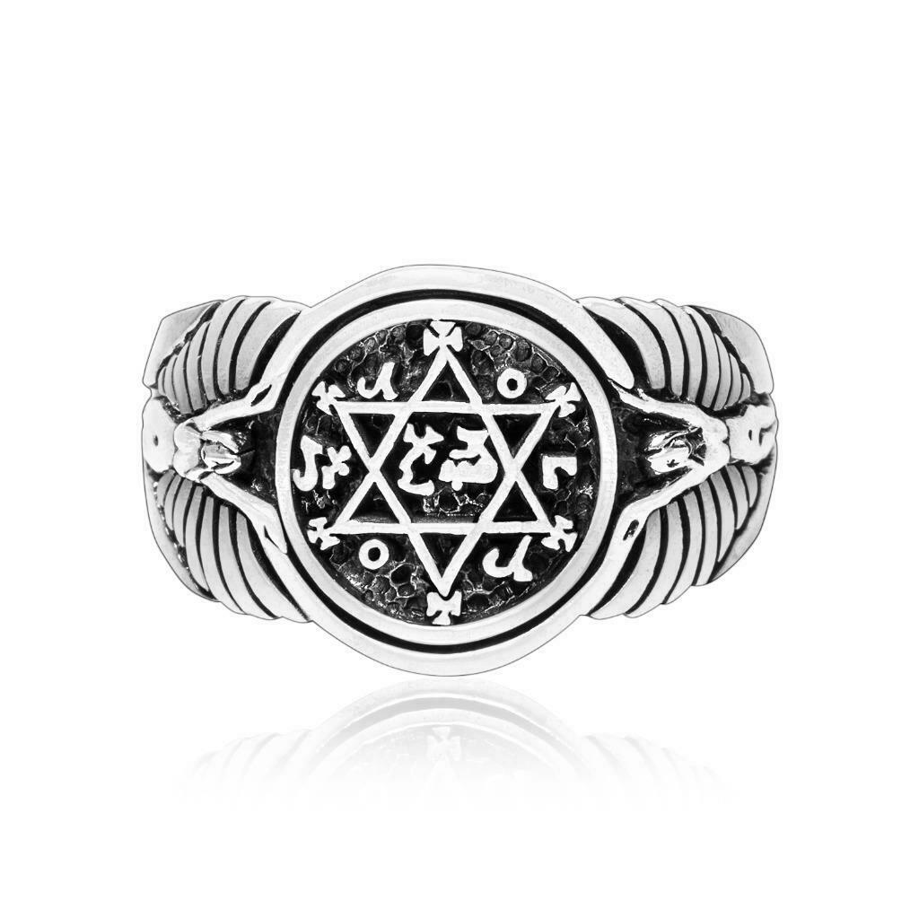 925 Sterling Silver King Solomon Seal of Solomon Star of David Judaica Ring