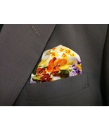 FLORAL POCKET SQUARE -  Hanky, Orange, yellow, purple,  Print, floral We... - $11.95