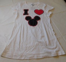 Disney Juniors Femmes Manches Courtes T-Shirt Blanc I Love Disney Taille L 11/13 - $15.77
