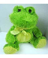Frog Plush Green Seated Stuffed Animal Yellow Ribbon Kids of America 14 ... - $15.79